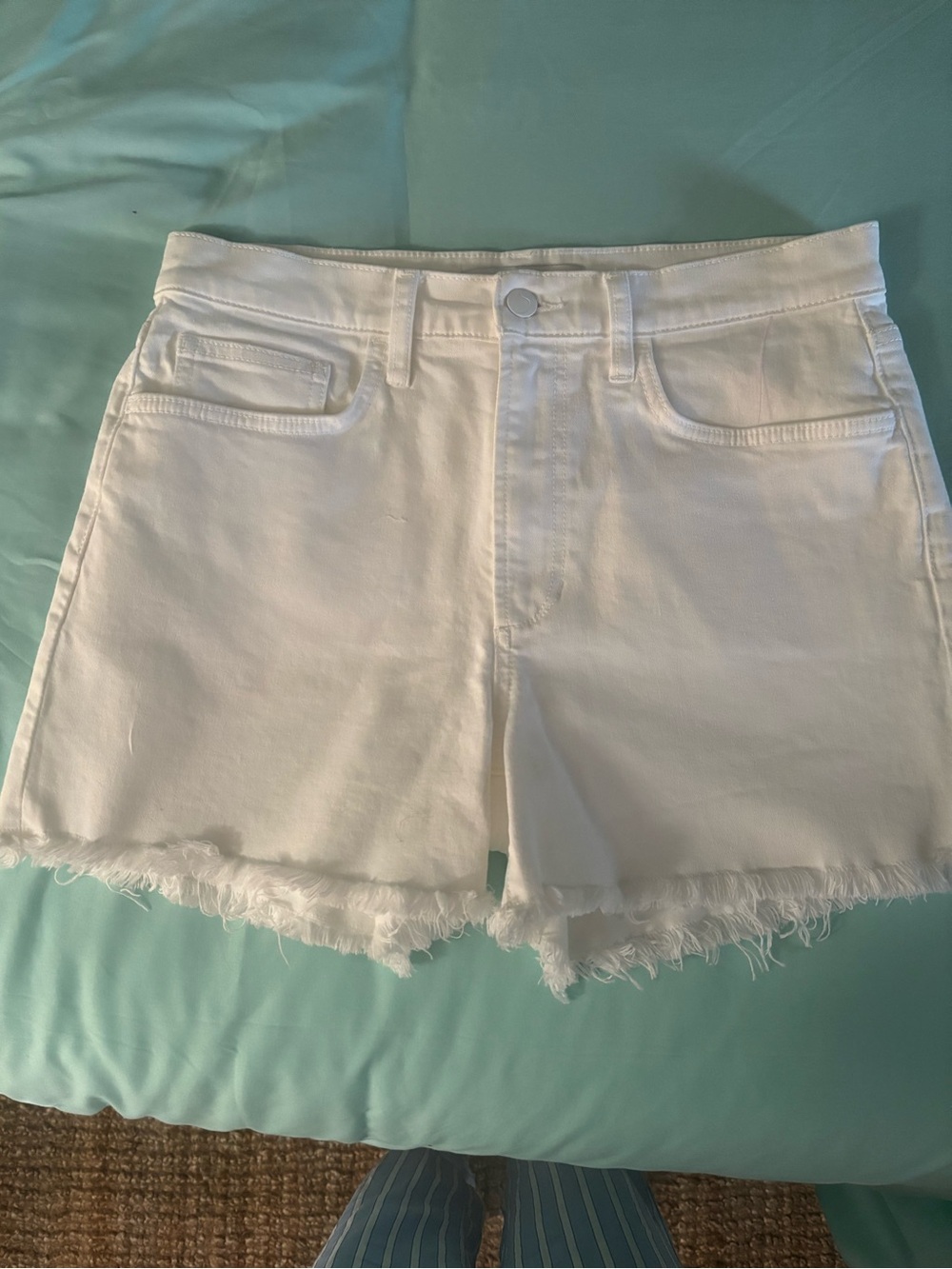 Joe's Jeans White Frayed Hem Denim Shorts